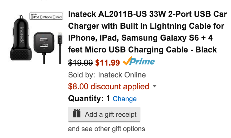 inateck-mfi-car-charger-amazon-deal