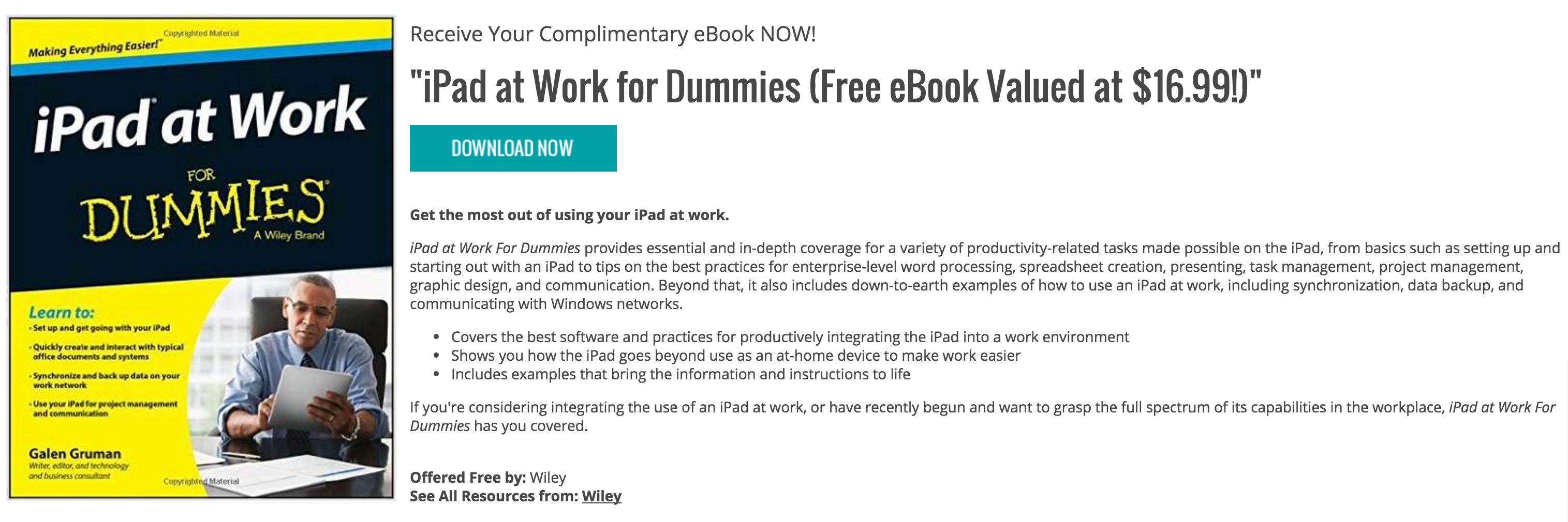 Download the iPad at Work for Dummies eBook for free (Reg. up to 17)