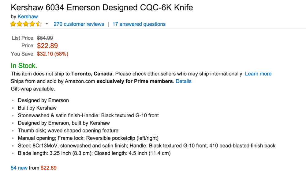 Kershaw Emerson Designed CQC-6K Knife (6034)-2
