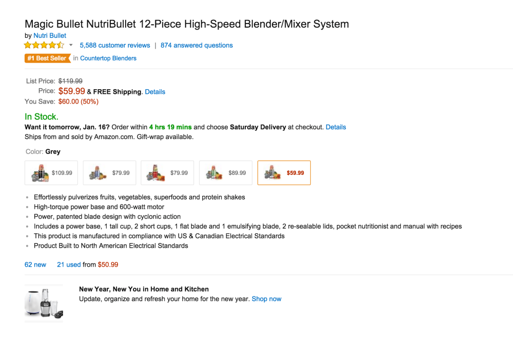 Magic Bullet NutriBullet 12-Piece High-Speed Blender:Mixer System (NBR12)-2