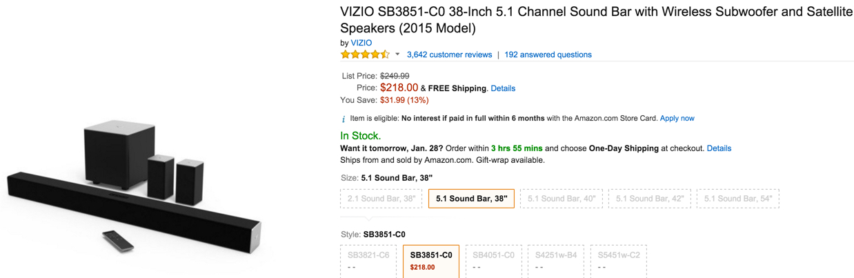 Prime Members can get the VIZIO 38-inch 5.1 Ch. Sound Bar w/ Wireless ...