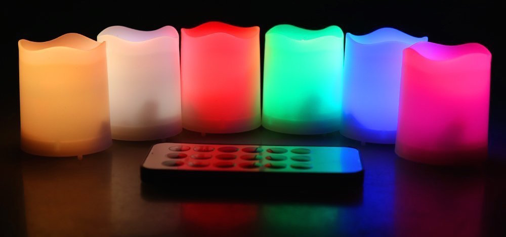 6-Pack Kohree Flameless LED Color Changing Votive Candles + remote