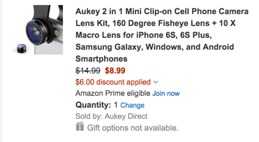 Aukey 2 in 1 Mini Clip-on Cell Phone Camera Lens