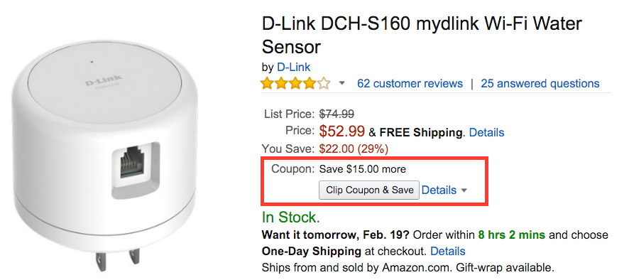 D-Link DCH-S160 mydlink Wi-Fi Water Sensor