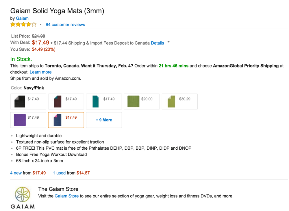 Gaiam 3mm Yoga Mat in multiple colors-3