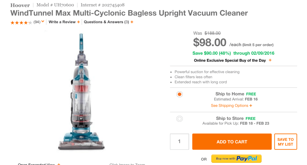 Hoover WindTunnel Max Multi-Cyclonic Bagless Upright (UH70600)-2