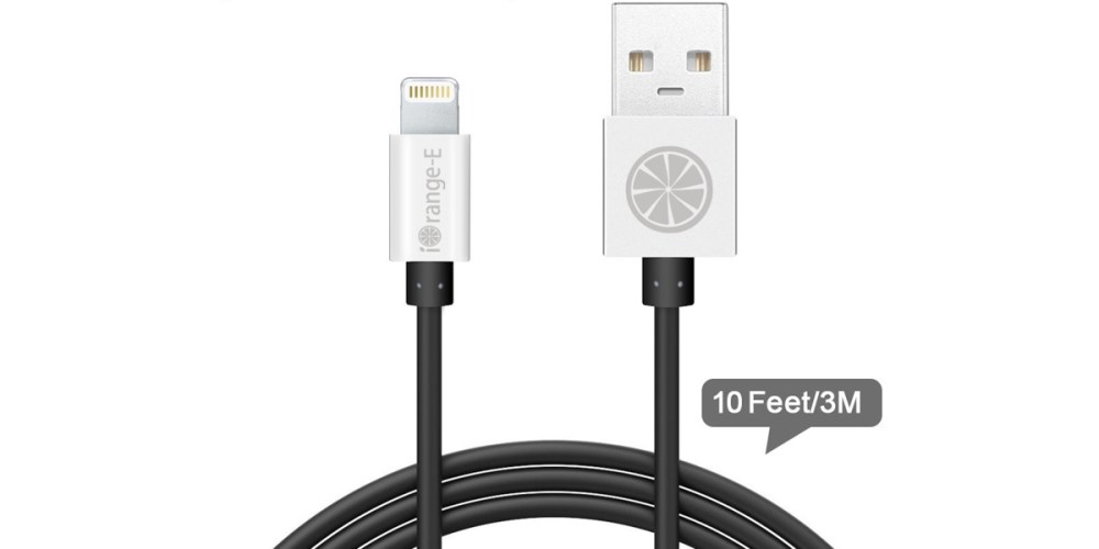 Lightning Cable, iOrange-E™ Apple Certified 10Ft (3M) USB Charger Cord with Premium Aluminum Connector for iPhone 6 6S Plus 5S 5C 5, iPad Air,iPad Mini4, iPad Pro and iPod Touch 5th Gen, Black
