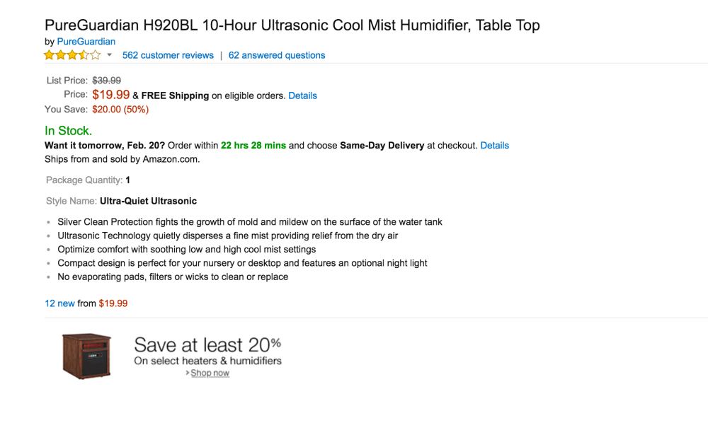 PureGuardian 10-Hour Ultrasonic Cool Mist Humidifier (H920BL)-5