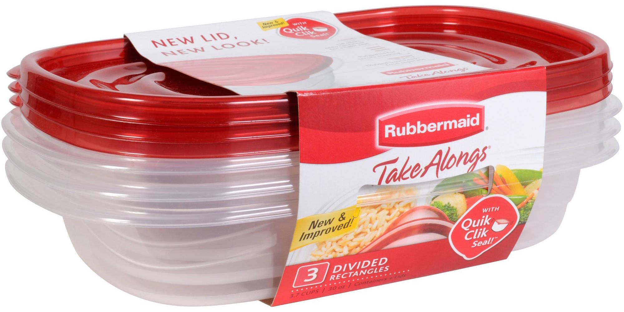 Rubbermaid Take Alongs Food Storage Container, 4-Cup Rectangle, Set of 12, (12 Pack), Red