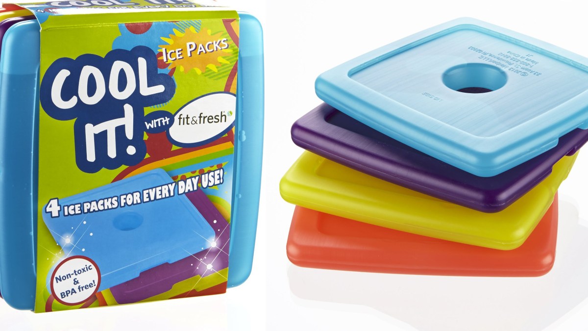 Fit and Fresh Cool Coolers Slim Reusable Ice Packs for Keep Food Chilled,  Multicolored, 4 Ea
