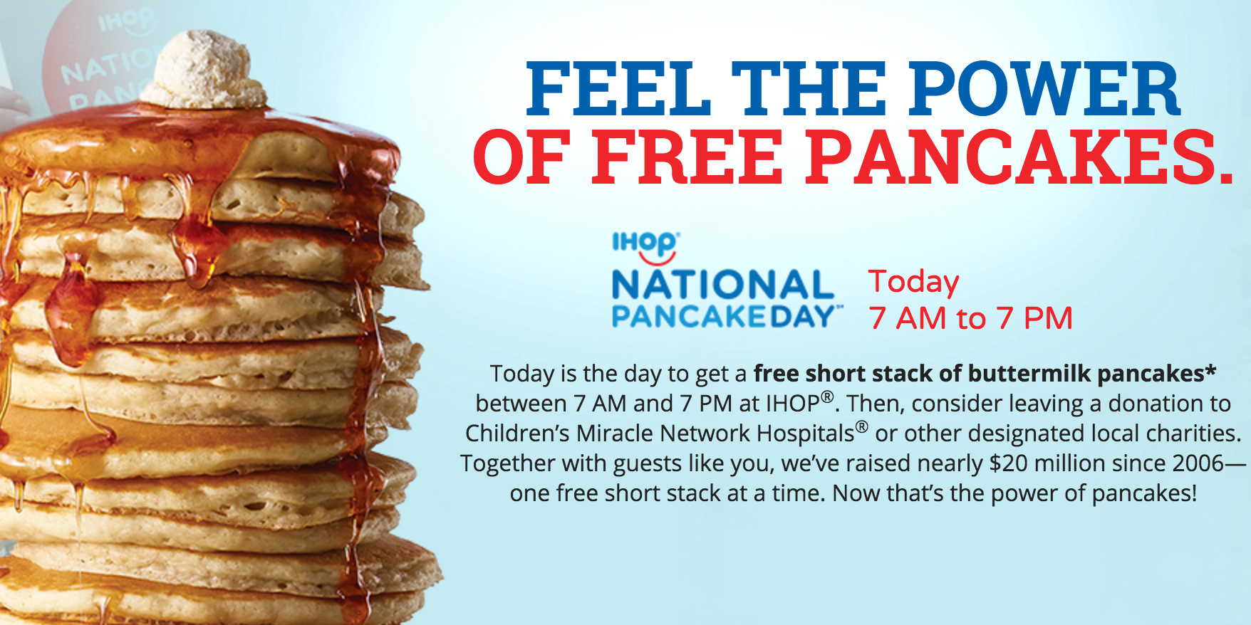 Grab a free short stack at IHOP in celebration of National Pancake Day