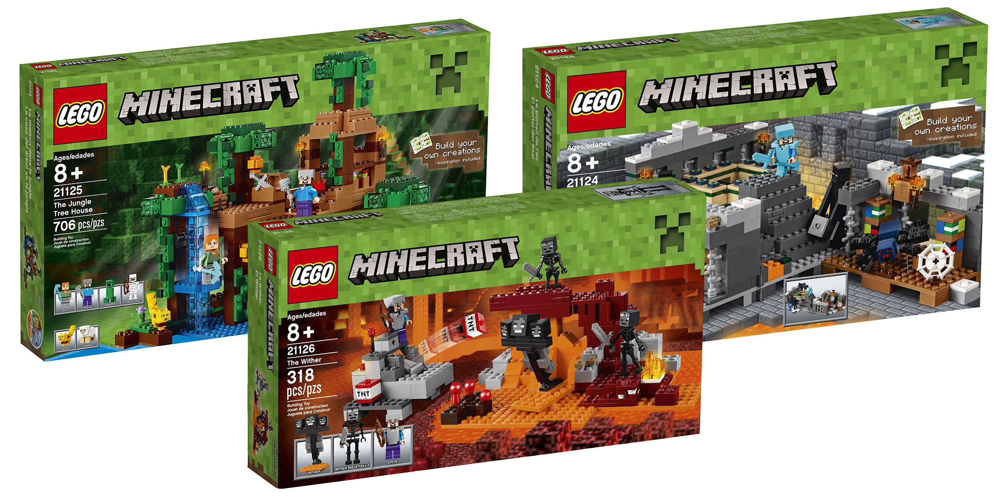 releases four new Minecraft sets the Tree, End Portal and Iron make appearances