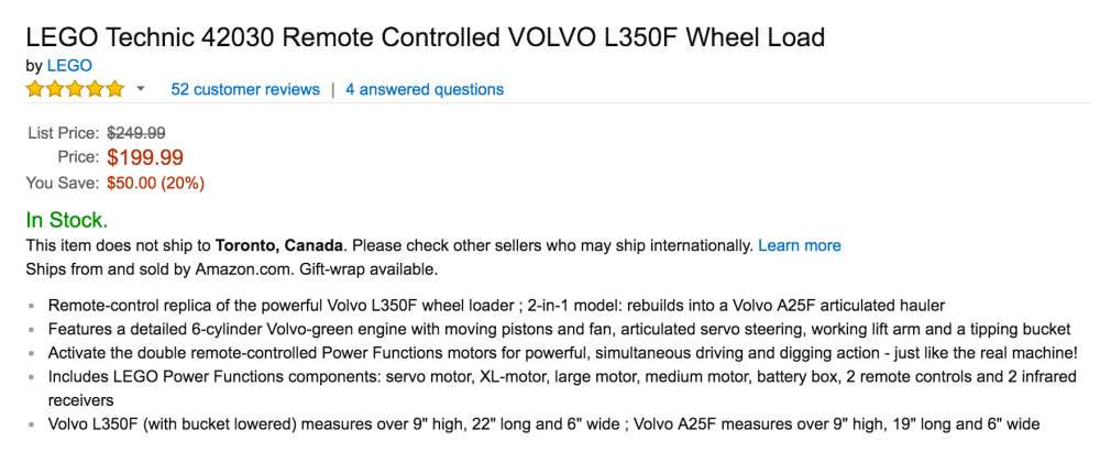 LEGO Technic Remote Controlled VOLVO L350F Wheel Load (42030)-4