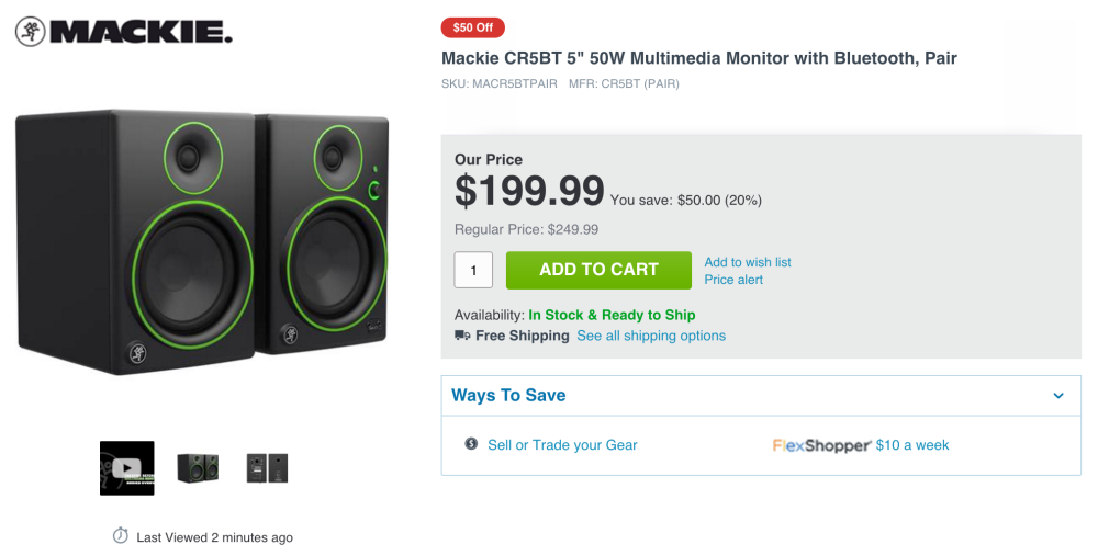 Mackie CR5BT Channel Studio Monitors with Bluetooth (Pair)=-3