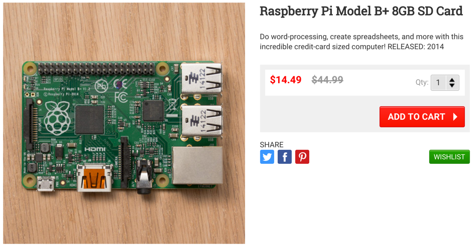 Raspberry Pi Model B+ 8GB SD Card