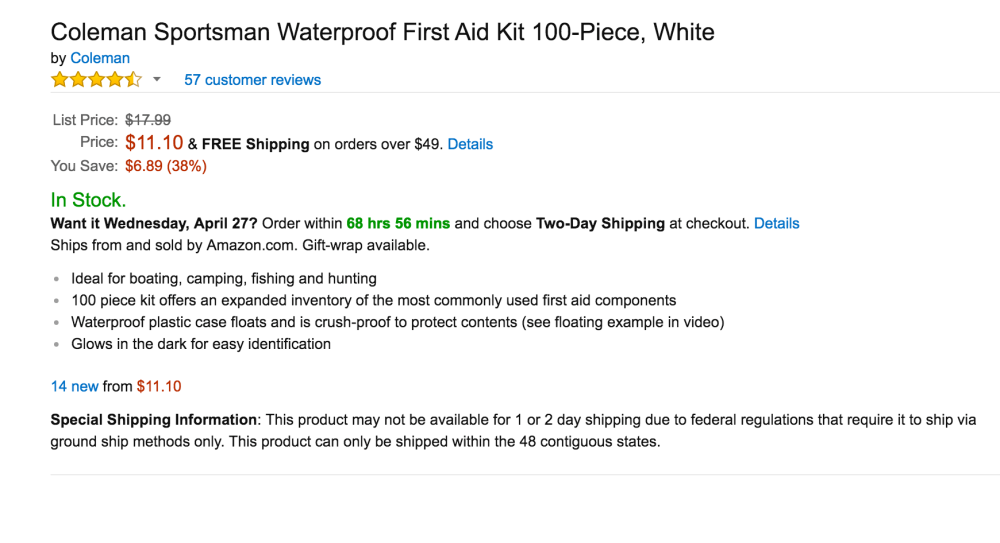 100-Piece Coleman Sportsman Waterproof First Aid Kit-4