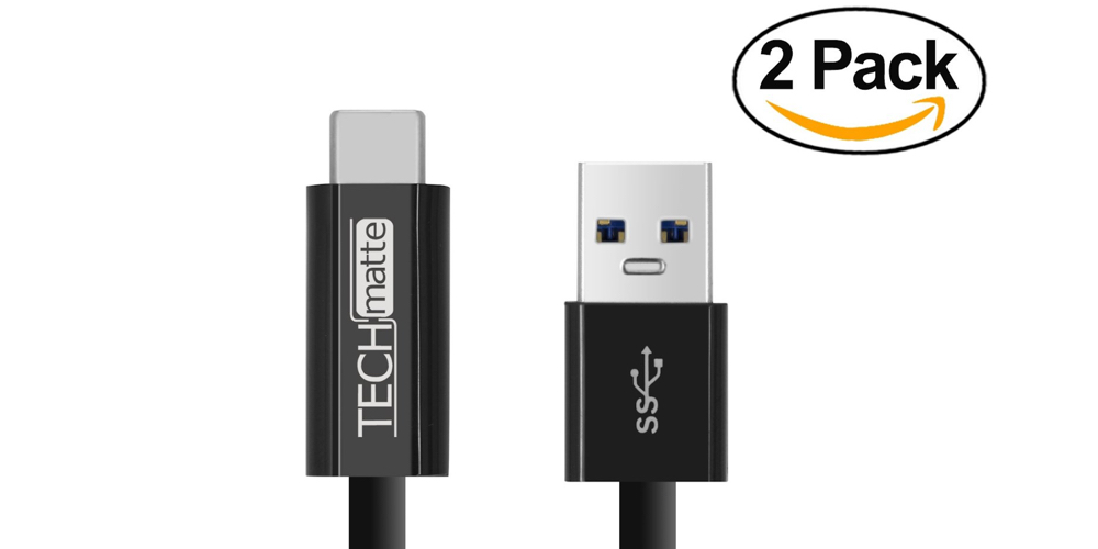 2-Pack of 3-ft TechMatte USB C to USB A Cables