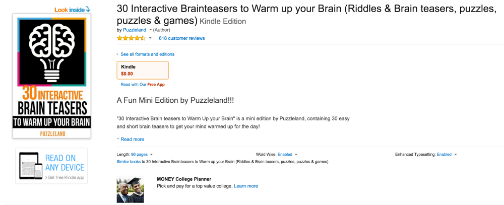 30 Interactive Brainteasers to Warm up your Brain (Riddles & Brain teasers, puzzles, puzzles & games) Kindle Edition by Puzzleland-sale-01