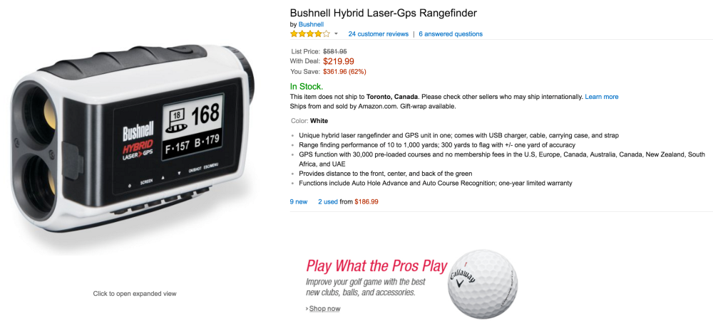 Bushnell hybrid laser hot sale gps rangefinder