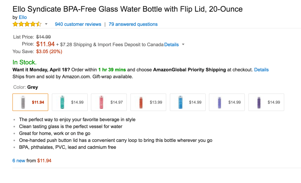 Ello Syndicate BPA-Free Glass Water Bottle with Flip Lid, 20-Ounce-sale-03