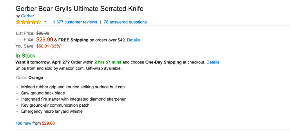 Gerber Bear Grylls Ultimate Serrated Knife-3