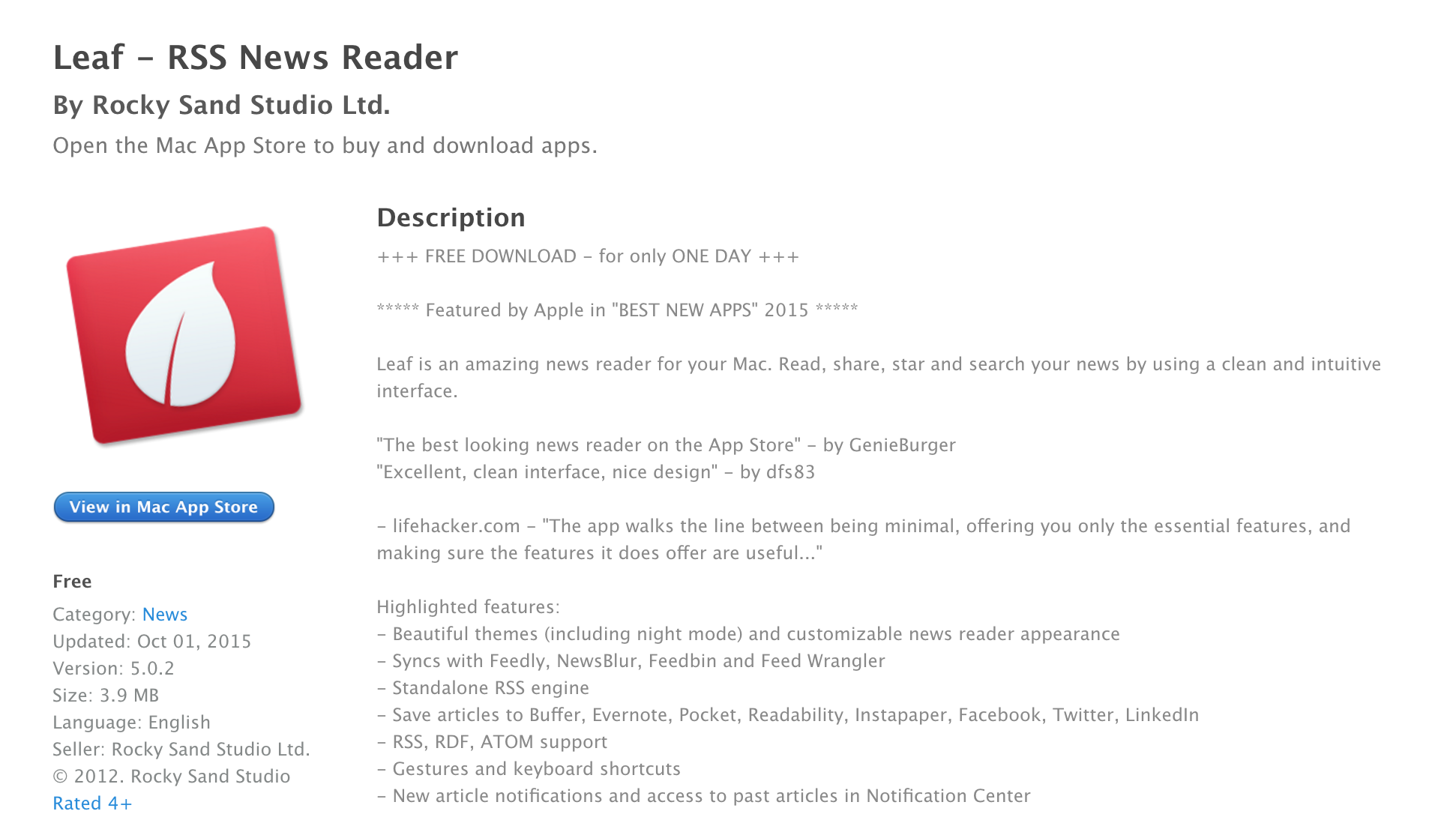 leaf rss news reader