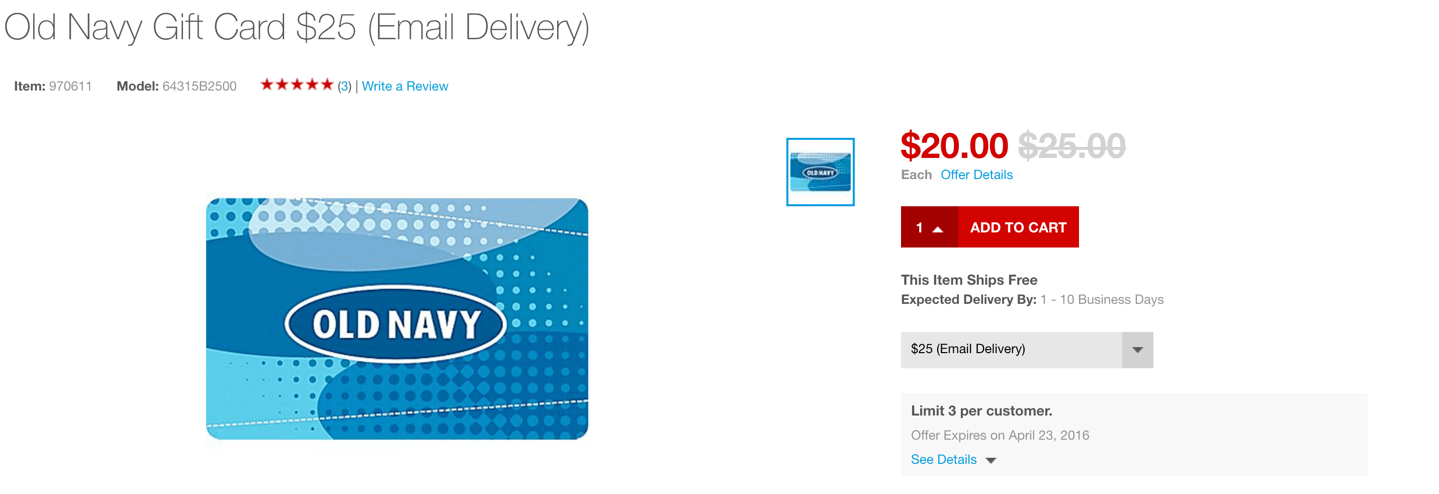 Gift Cards up to 20 off Babies/Toys R Us, Old Navy, Lowe's, CVS, GAP