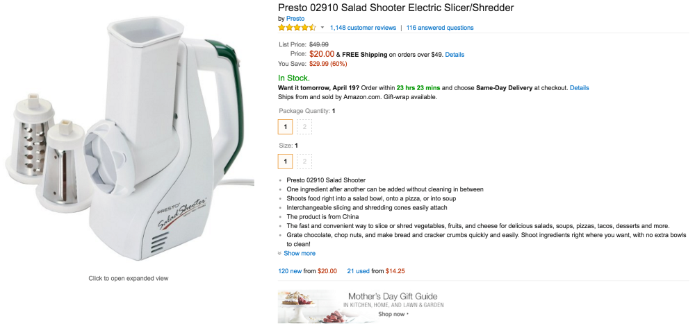 Presto Electric Vegetable Slicer:Shredder-2