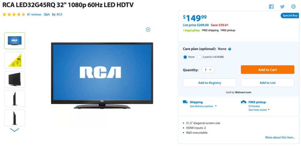RCA 1080p HDTV 32%22