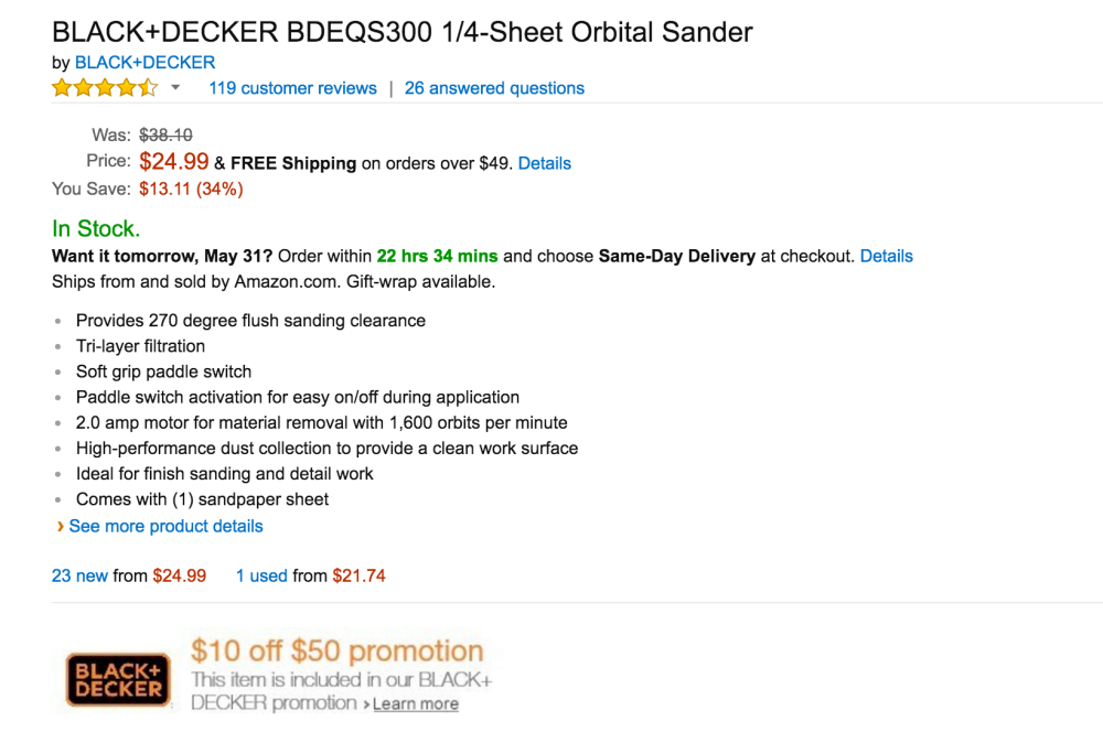 Black+Decker 1:4-Sheet Orbital Sander (BDEQS300)-4