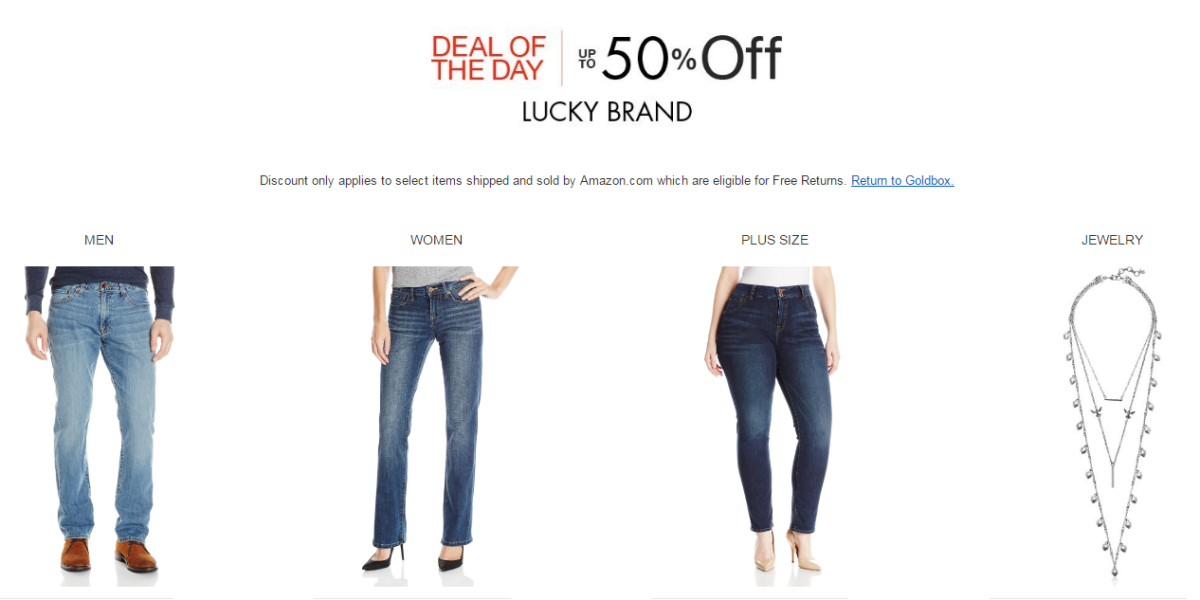 Amazon Gold Box: up to 50% off Lucky Brand-premium jeans, jewelry ...