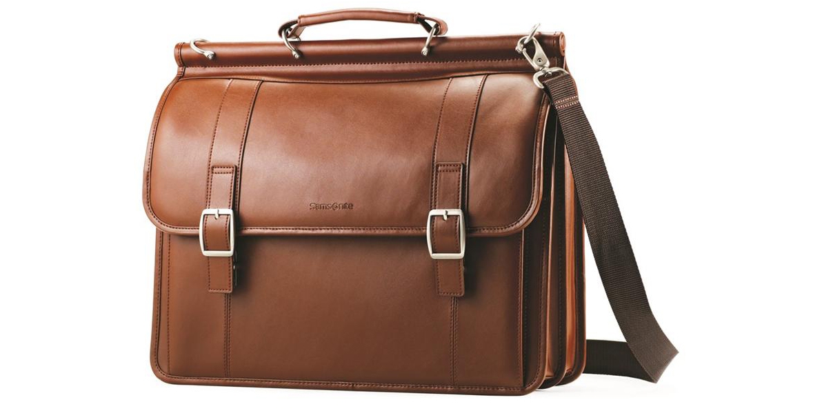 Hit the road in style w/ this Samsonite Leather Messenger Bag for 60