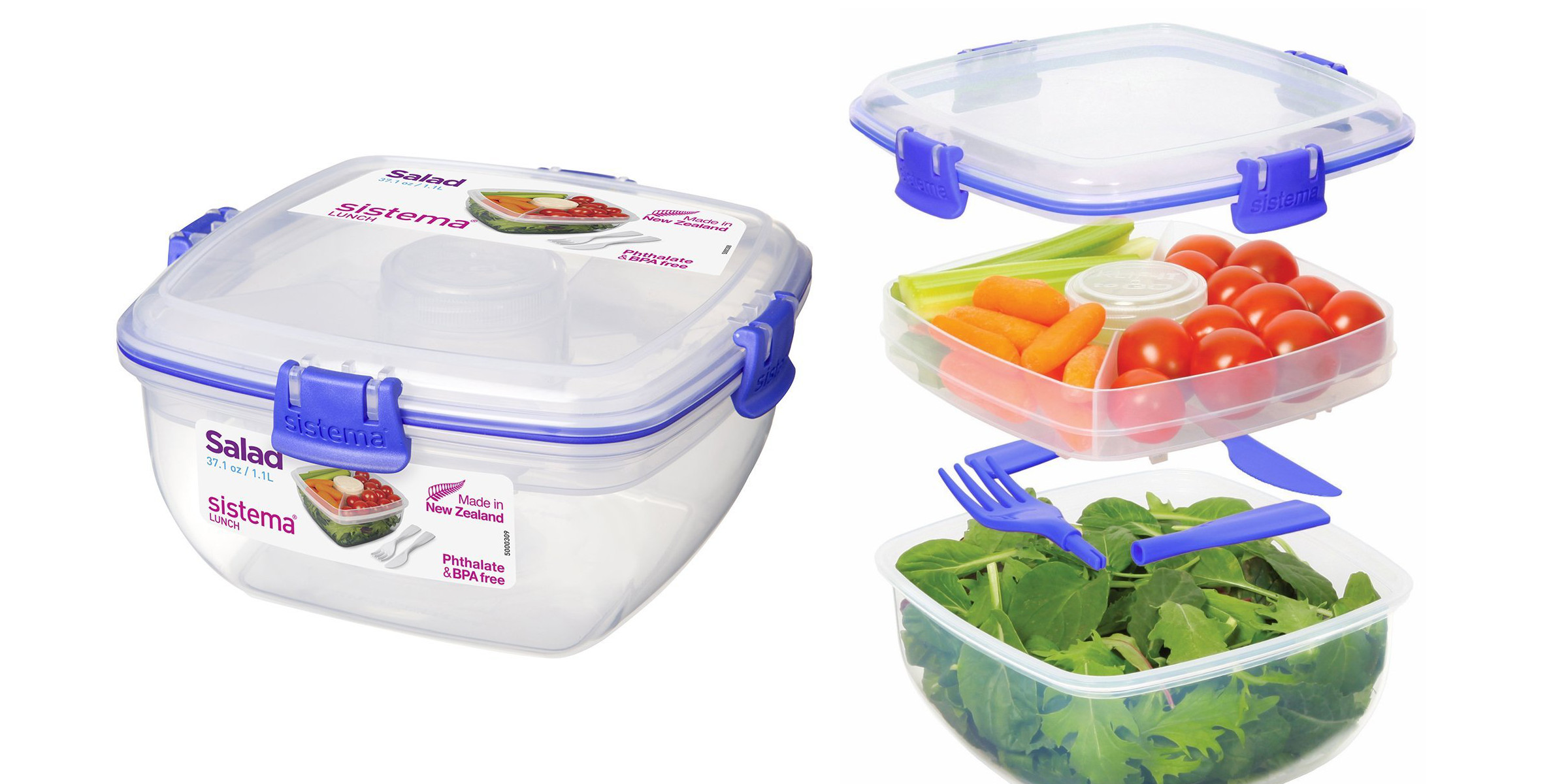 Sistema sistema, 5 food containers with lids, 2 cups bpa-free