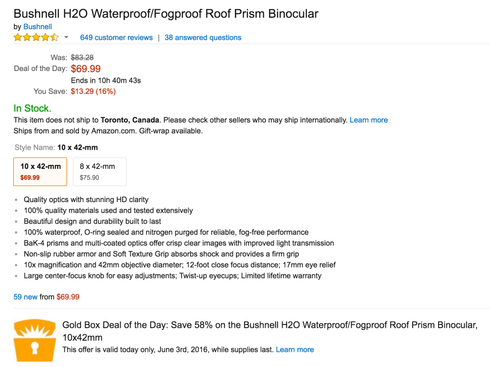 Bushnell H2O Waterproof:Fogproof Roof Prism Binocular-sale-04