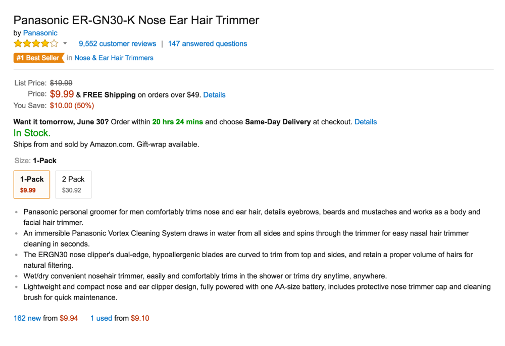 Panasonic Nose Ear Hair Trimmer (ER-GN30-K)-5