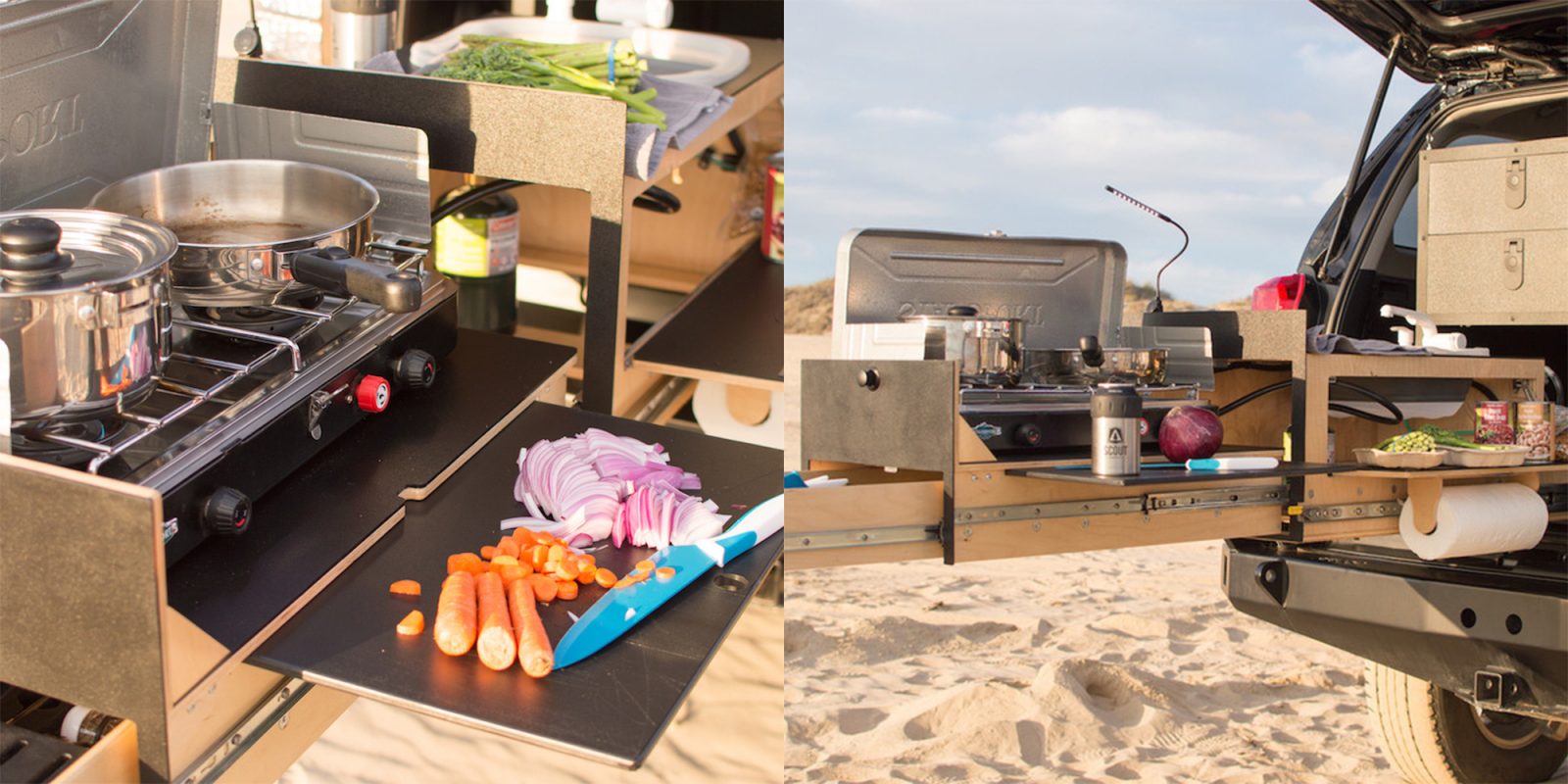 This aluminum kitchen for your SUV or truck will make you the coolest