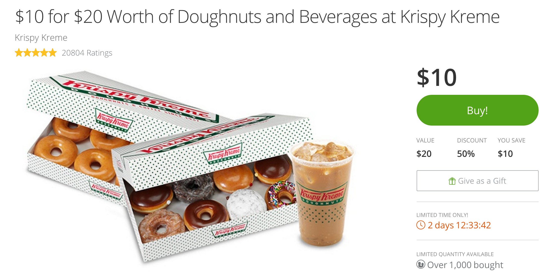 Your Morning Coffee And Doughnuts At Krispy Kreme Are Now 50% Off: $20 ...