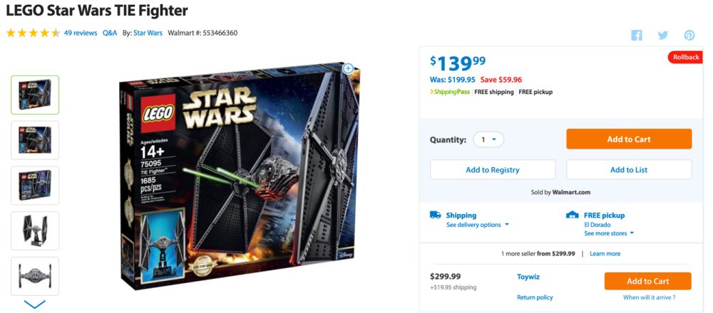 LEGO Star Wars at Walmart