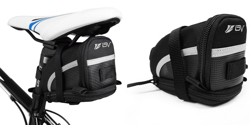 A saddle bag is perfect for storing your battery pack, snacks and more.