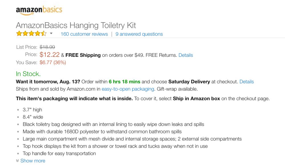 AmazonBasics Hanging Toiletry Kit-8