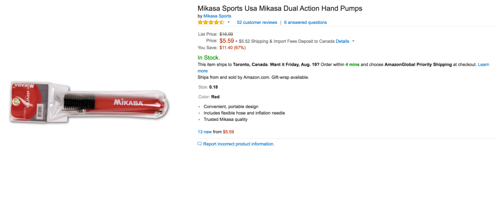 Mikasa Sports USA Dual Action Hand Pump-6