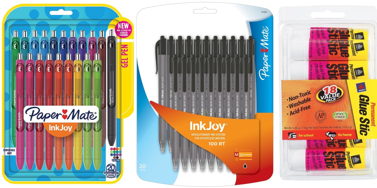 Back-to-School/Office Supplies: 18-Pack Avery Glue Sticks $6, 20-Pack  Inkjoy Ballpoint Pens $4, more