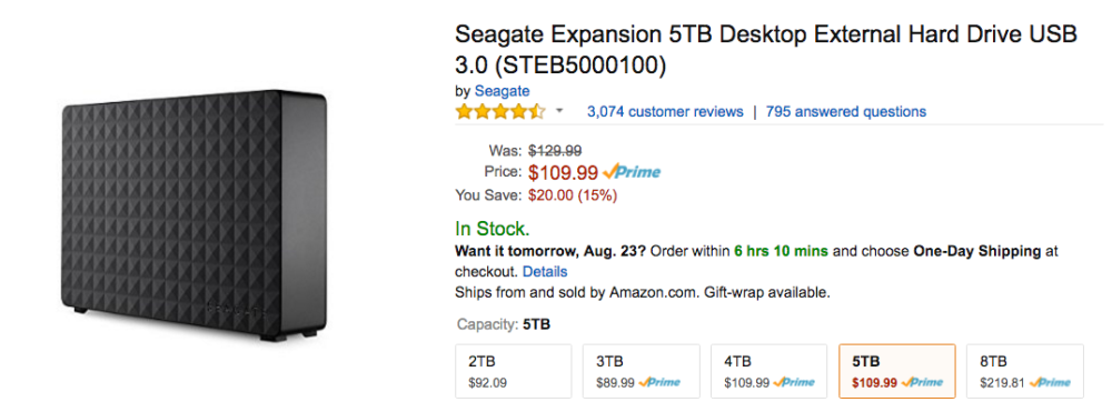 seagate expansion amazon deal