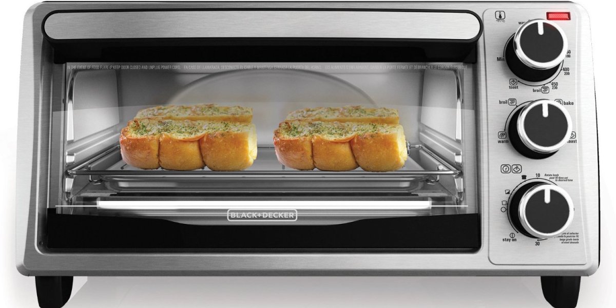 You can pick up a stainless steel Black + Decker 4Slice Toaster Oven