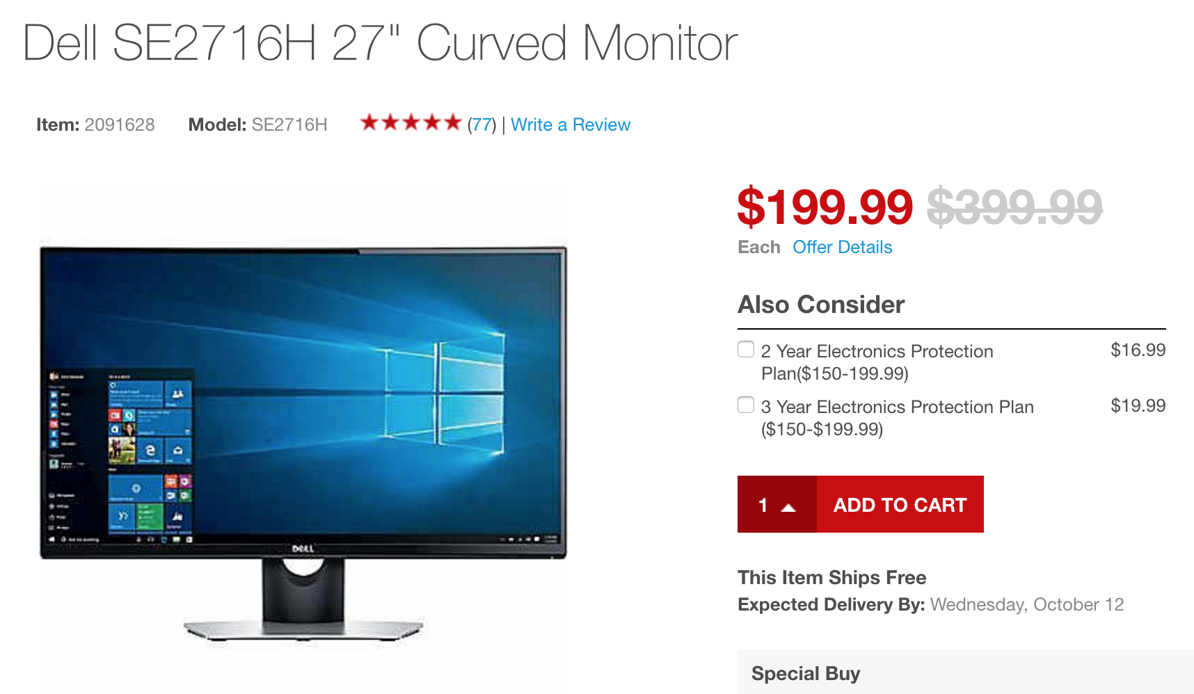 HDMI inputs: Dell 27-inch Curved $200 