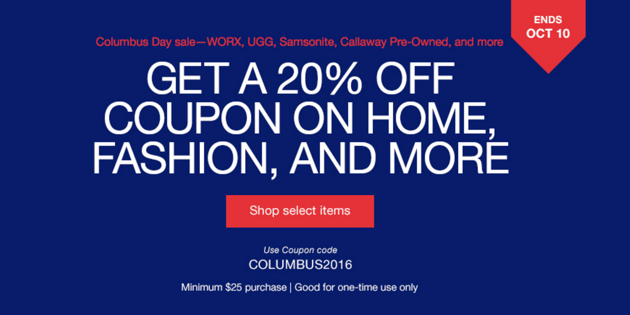 eBay Columbus Day Sale extra 20 off home goods WORX AeroCart 96