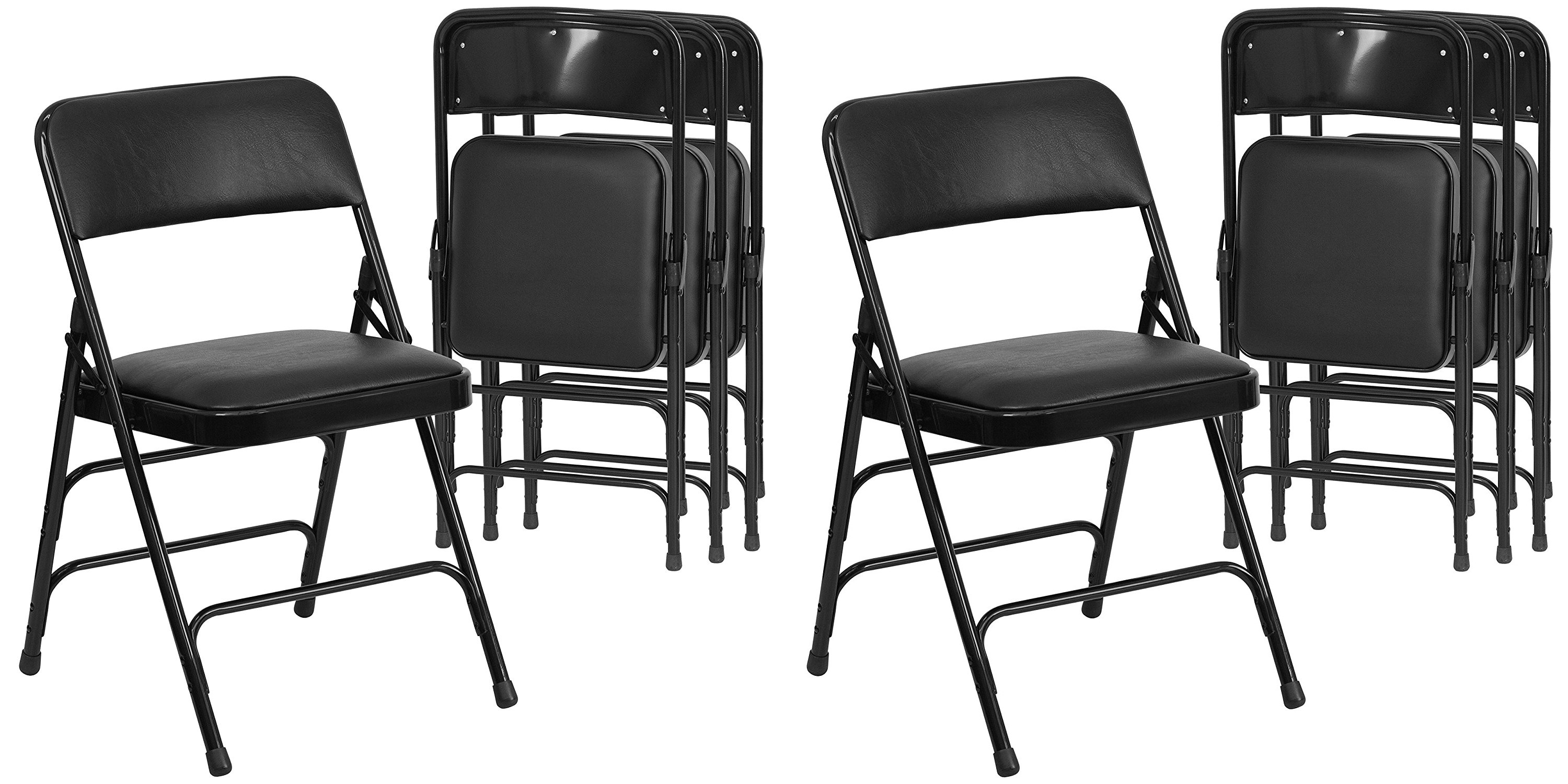 Hercules Series Curved Triple Braced Double Hinged Black Vinyl Upholstered Metal Folding Chair ?quality=82&strip=all