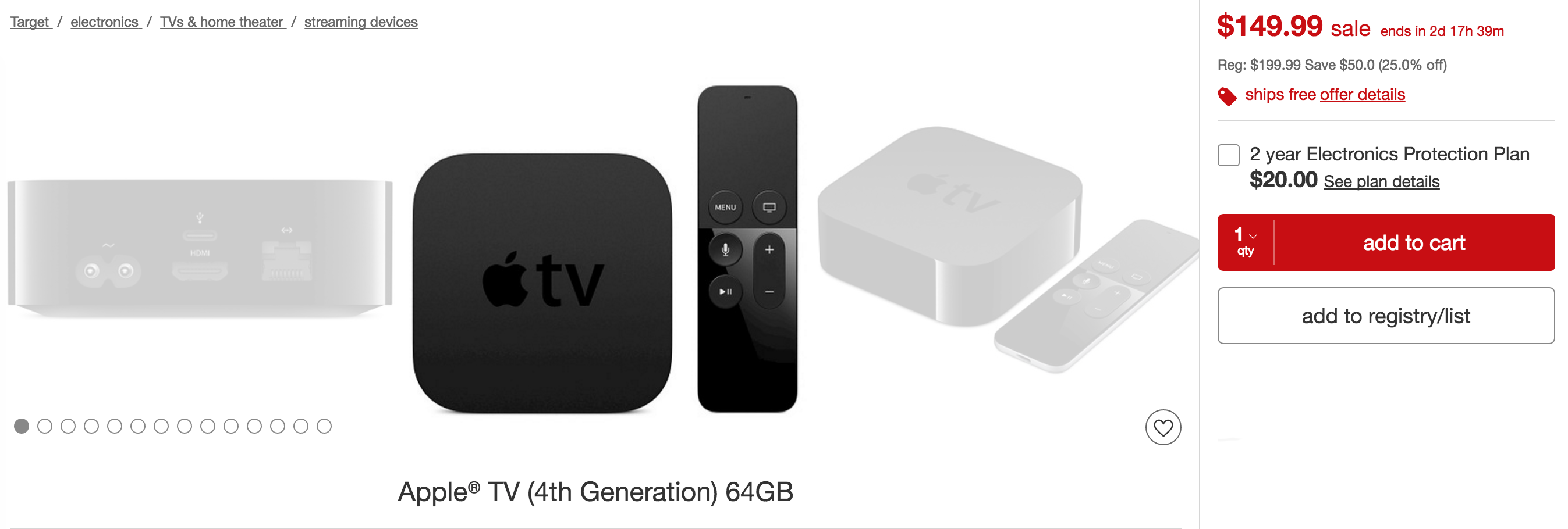 Target's Black Friday Event includes the 4th Gen. Apple TV 32GB for as