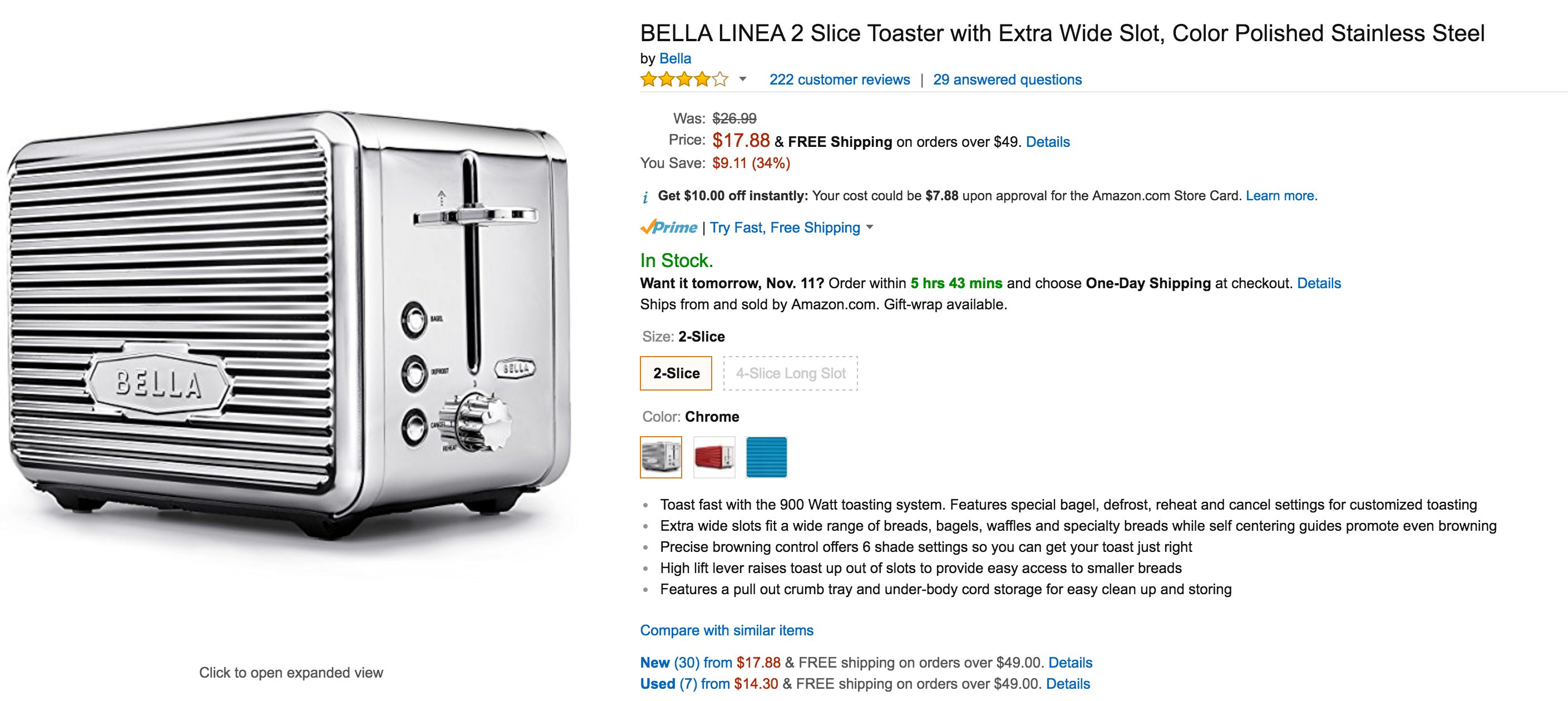 Bella linea outlet toaster