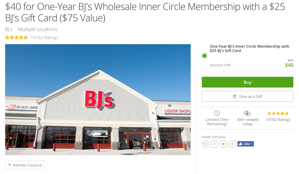 Score a oneyear BJ's Wholesale Inner Circle membership w/ a 25 gift